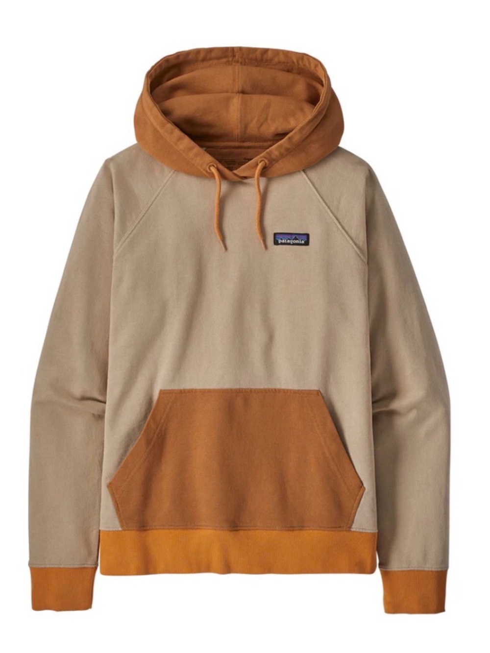 Patagonia Two-Tone Tan and Rust Hooded Sweatshirt